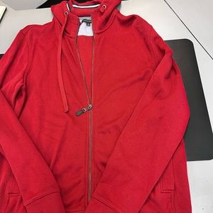 Red preppy zip up hoodie
